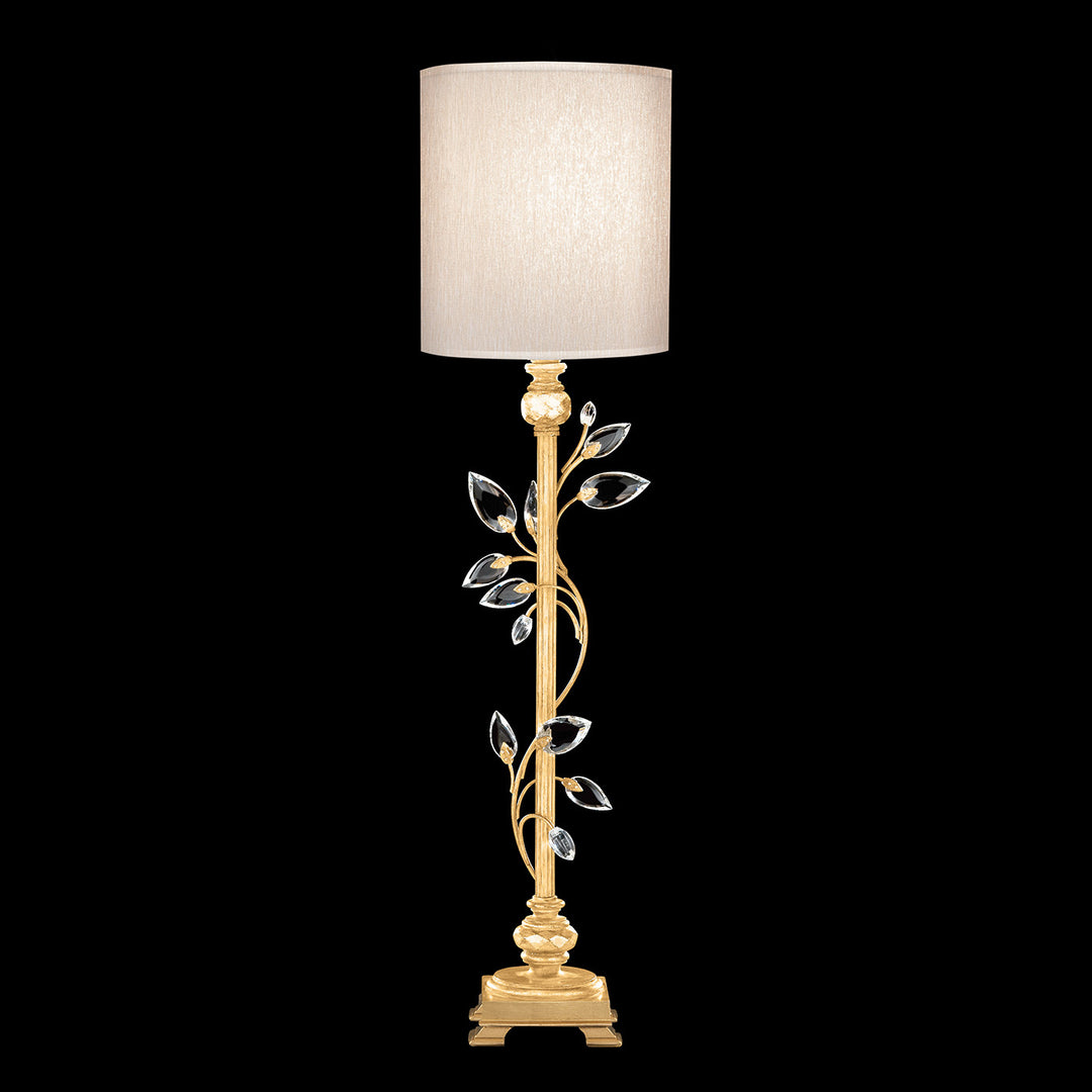 Fine Art Handcrafted Lighting Crystal Laurel 37"H Console Lamp in Standard Gold Leaf w/Champagne Fabric Shade (752915-SF33)