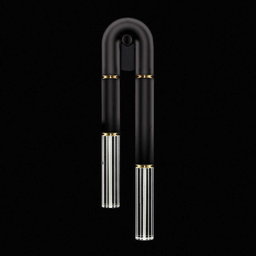 Fine Art Handcrafted Lighting Antonia 28"H RSF Sconce in Standard Black Iron, Brass, No Parchment/Same as Finish (922750-110ST)