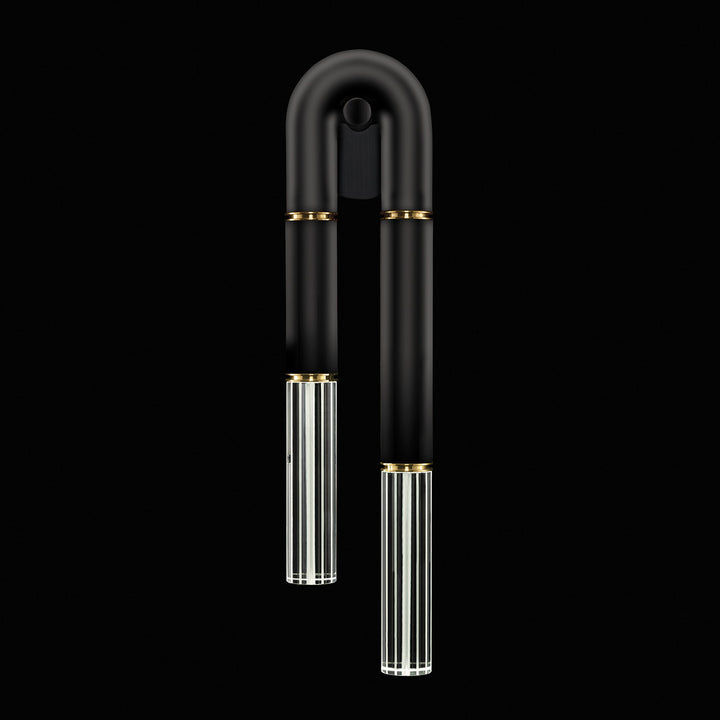 Fine Art Handcrafted Lighting Antonia 28"H RSF Sconce in Standard Black Iron, Brass, No Parchment/Same as Finish (922750-110ST)