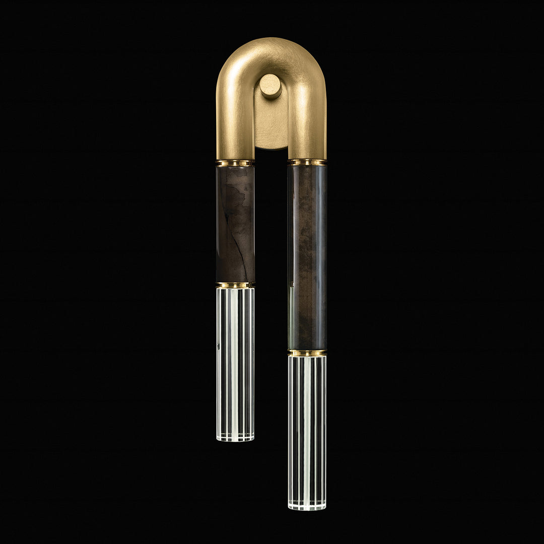Fine Art Handcrafted Lighting Antonia 28"H RSF Sconce in Standard Gold Leaf, Brass, Charcoal (922750-311ST)