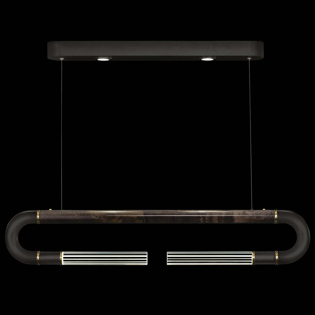 Fine Art Handcrafted Lighting Antonia 52"W Linear Pendant in Standard Black Iron, Brass, Charcoal (924140-111ST)