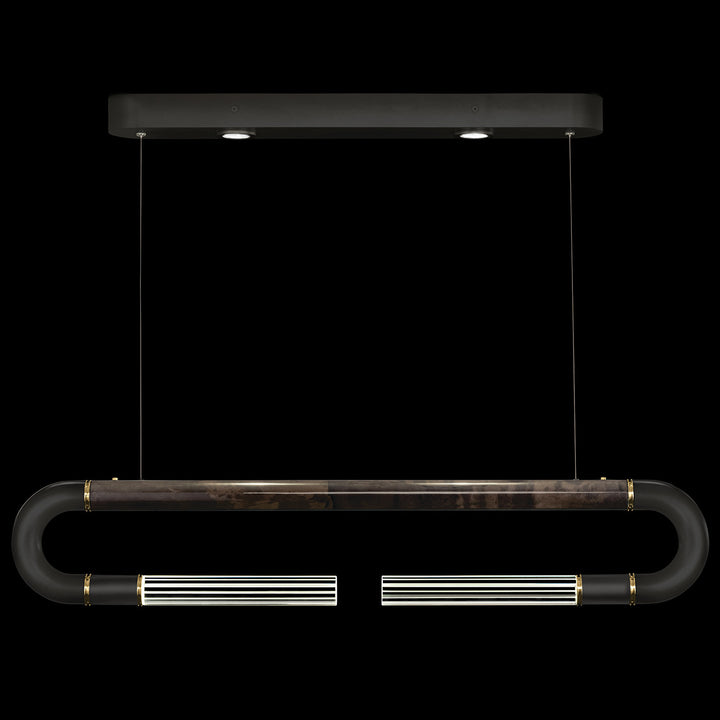 Fine Art Handcrafted Lighting Antonia 52"W Linear Pendant in Standard Black Iron, Brass, Charcoal (924140-111ST)