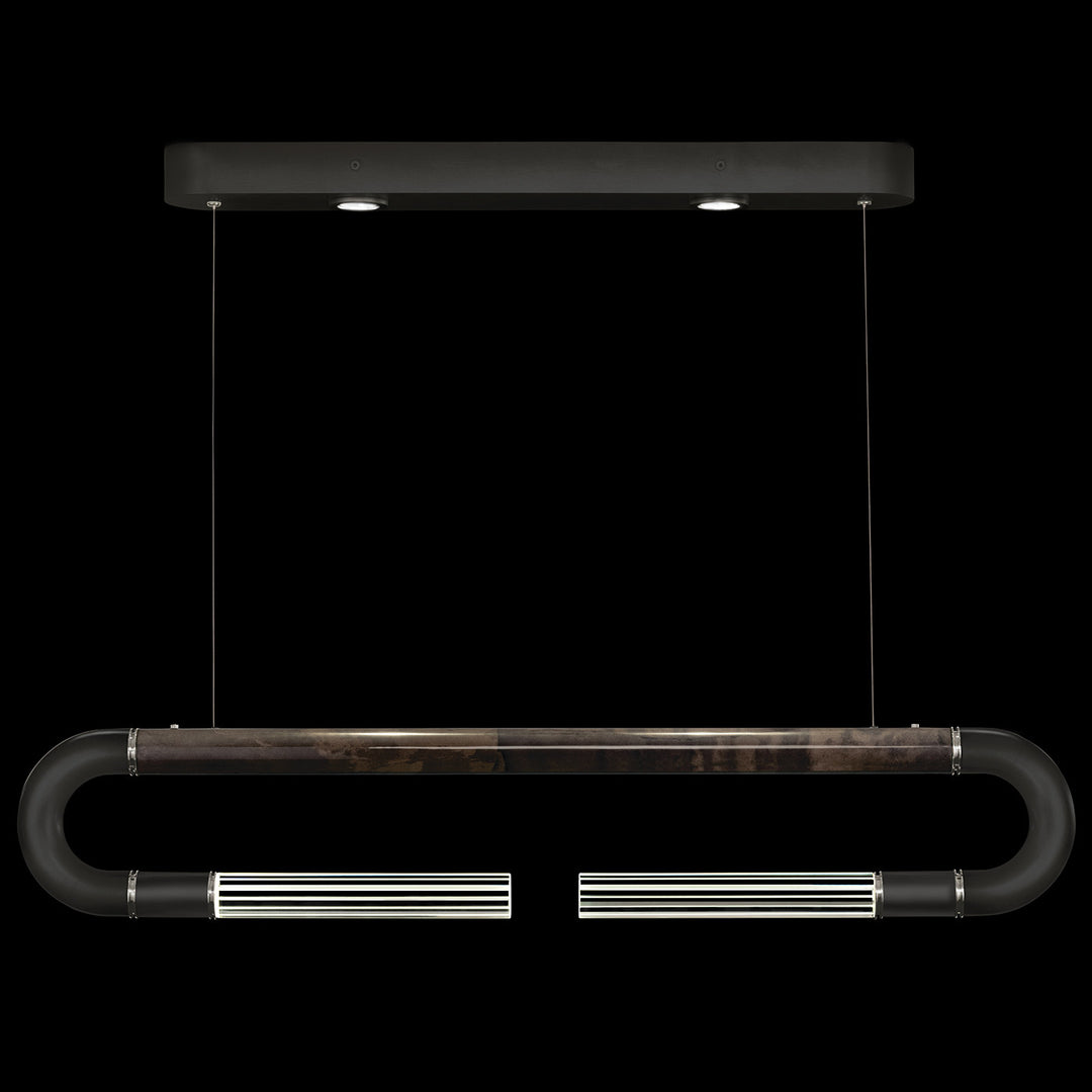 Fine Art Handcrafted Lighting Antonia 52"W Linear Pendant in Standard Black Iron, Nickel, Charcoal (924140-121ST)