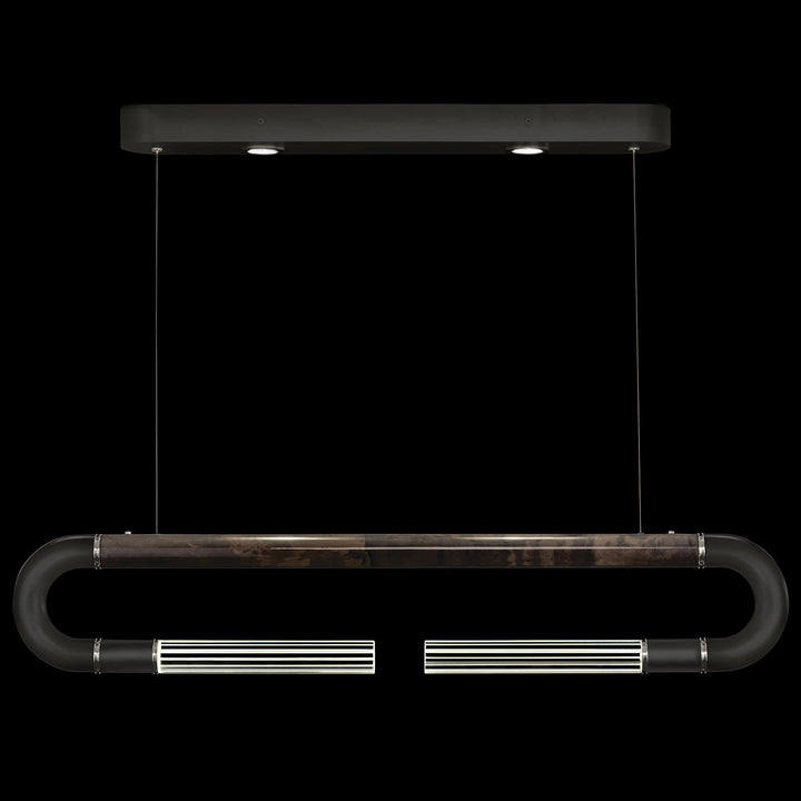 Fine Art Handcrafted Lighting Antonia 52"W Linear Pendant in Standard Black Iron, Nickel, Charcoal (924140-121ST)