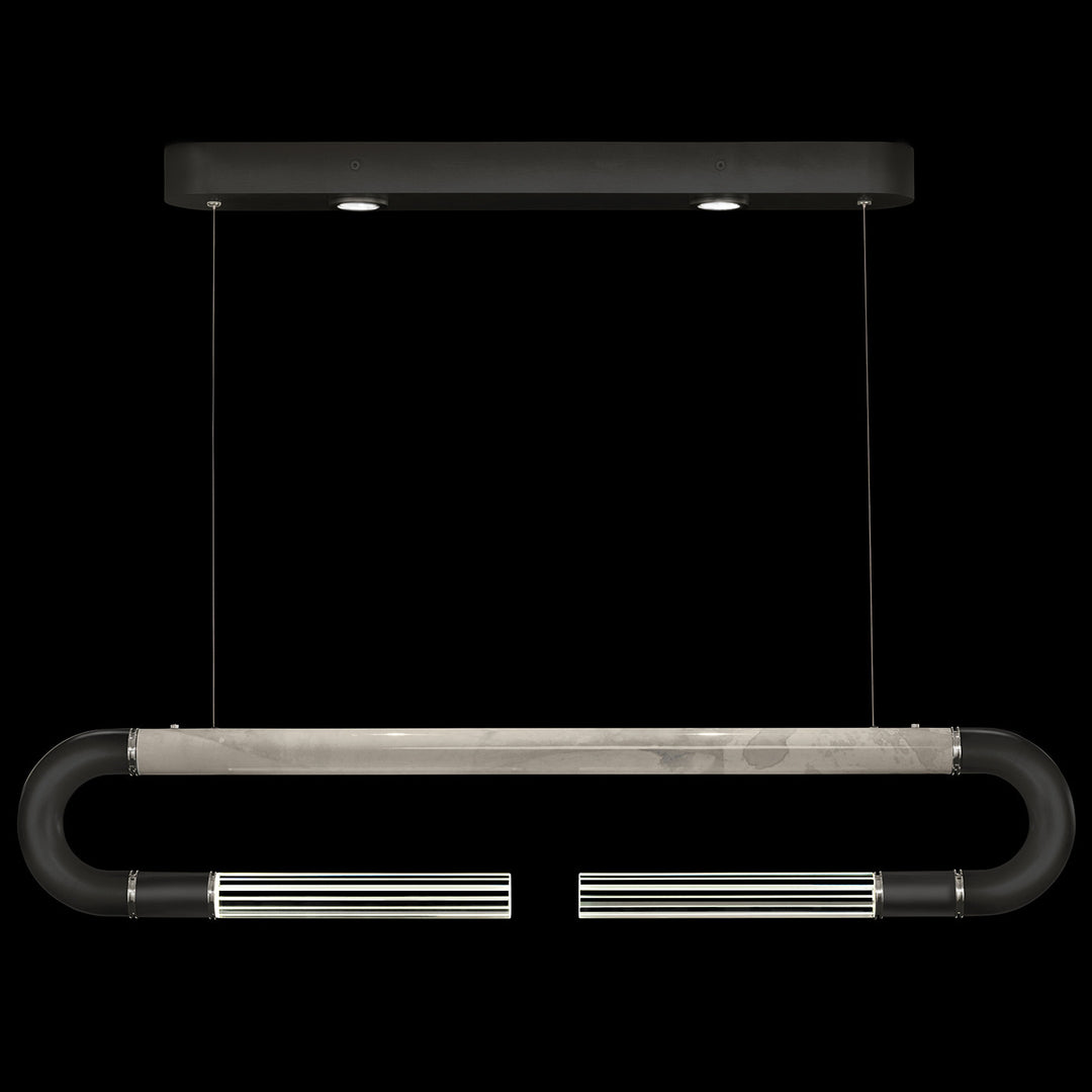 Fine Art Handcrafted Lighting Antonia 52"W Linear Pendant in Standard Black Iron, Nickel, Smoke (924140-122ST)