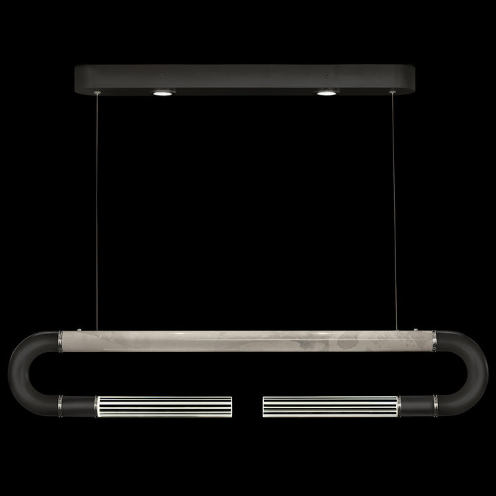 Fine Art Handcrafted Lighting Antonia 52"W Linear Pendant in Standard Black Iron, Nickel, Smoke (924140-122ST)