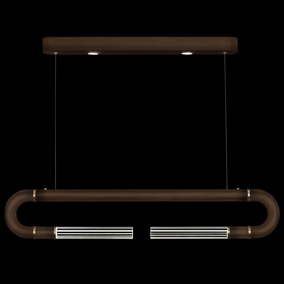 Fine Art Handcrafted Lighting Antonia 52"W Linear Pendant in Standard Bronze, Brass, No Parchment/Same as Finish (924140-210ST)