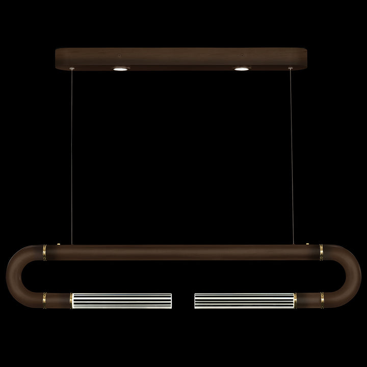 Fine Art Handcrafted Lighting Antonia 52"W Linear Pendant in Standard Bronze, Brass, No Parchment/Same as Finish (924140-210ST)