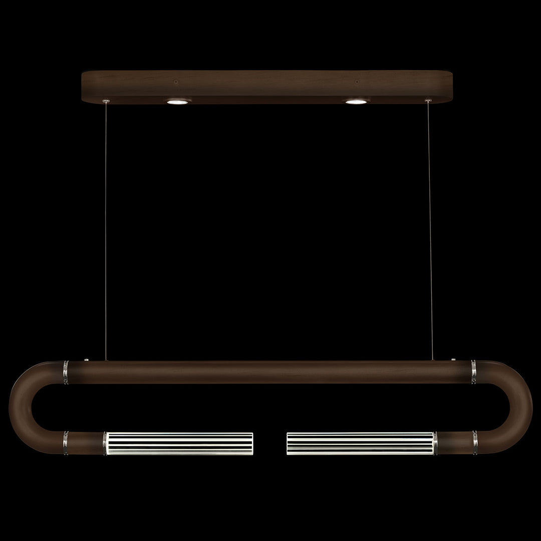 Fine Art Handcrafted Lighting Antonia 52"W Linear Pendant in Standard Bronze, Nickel, No Parchment/Same as Finish (924140-220ST)