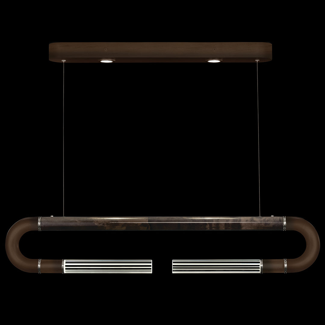 Fine Art Handcrafted Lighting Antonia 52"W Linear Pendant in Standard Bronze, Nickel, Charcoal (924140-221ST)