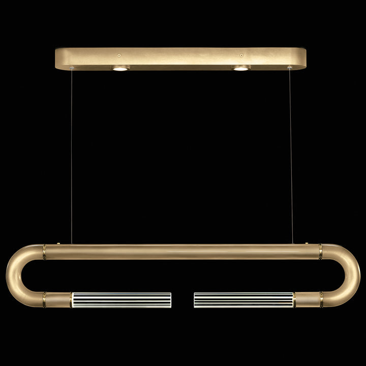 Fine Art Handcrafted Lighting Antonia 52"W Linear Pendant in Standard Gold Leaf, Brass, No Parchment/Same as Finish (924140-310ST)