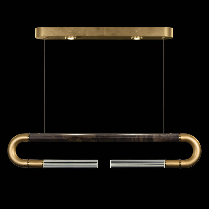Fine Art Handcrafted Lighting Antonia 52"W Linear Pendant in Standard Gold Leaf, Brass, Charcoal (924140-311ST)