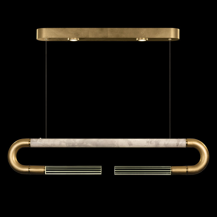 Fine Art Handcrafted Lighting Antonia 52"W Linear Pendant in Standard Gold Leaf, Brass, Smoke (924140-312ST)