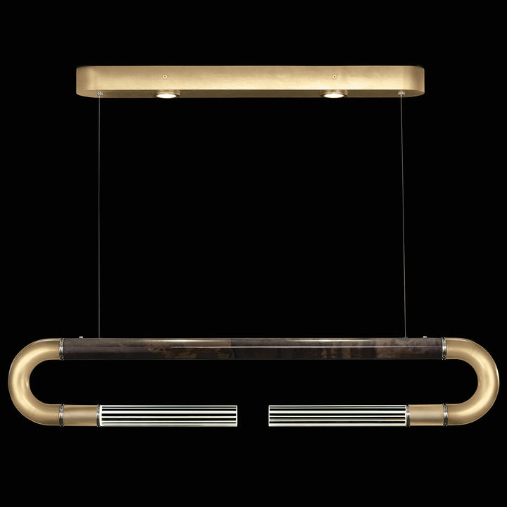 Fine Art Handcrafted Lighting Antonia 52"W Linear Pendant in Standard Gold Leaf, Nickel, Charcoal (924140-321ST)