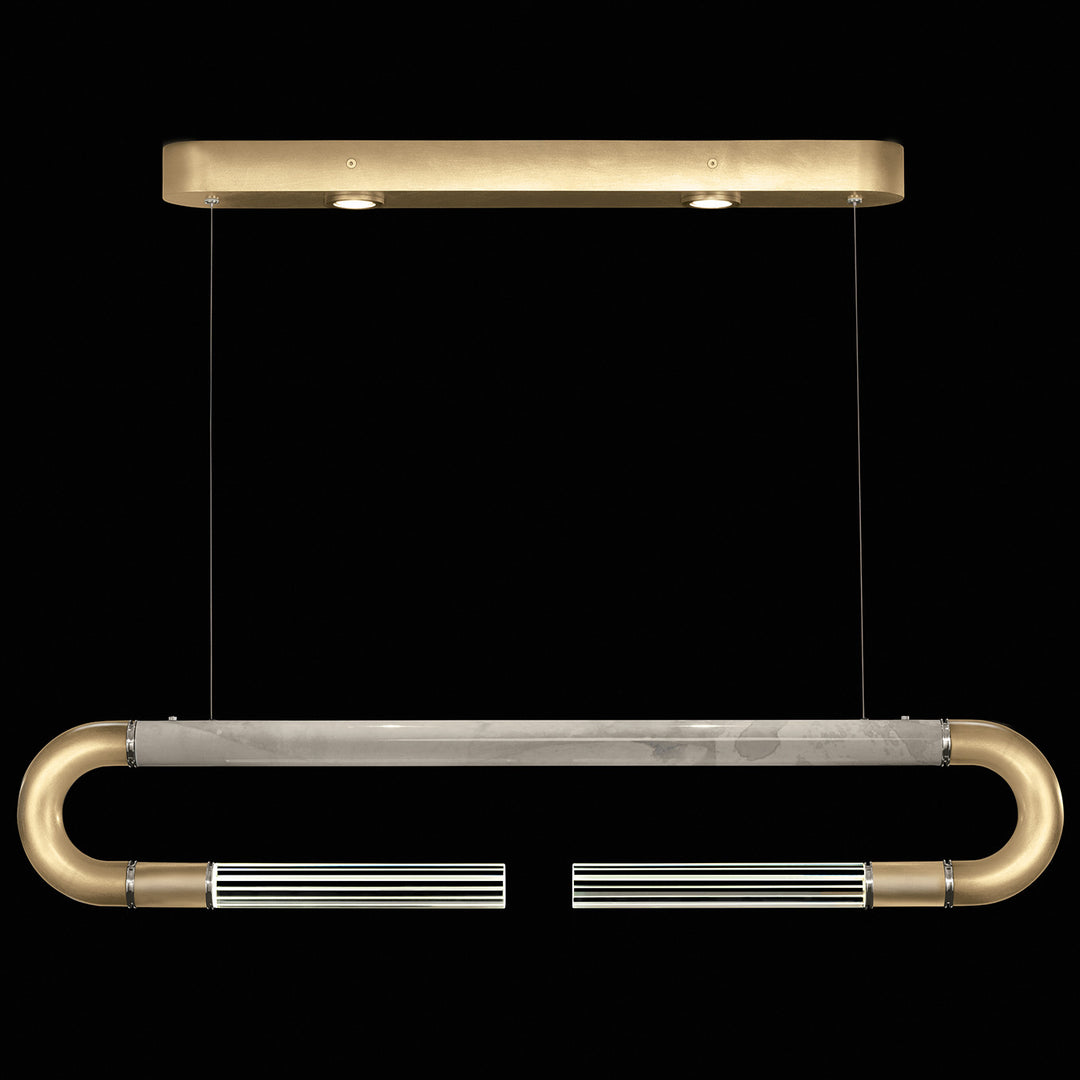 Fine Art Handcrafted Lighting Antonia 52"W Linear Pendant in Standard Gold Leaf, Nickel, Smoke (924140-322ST)