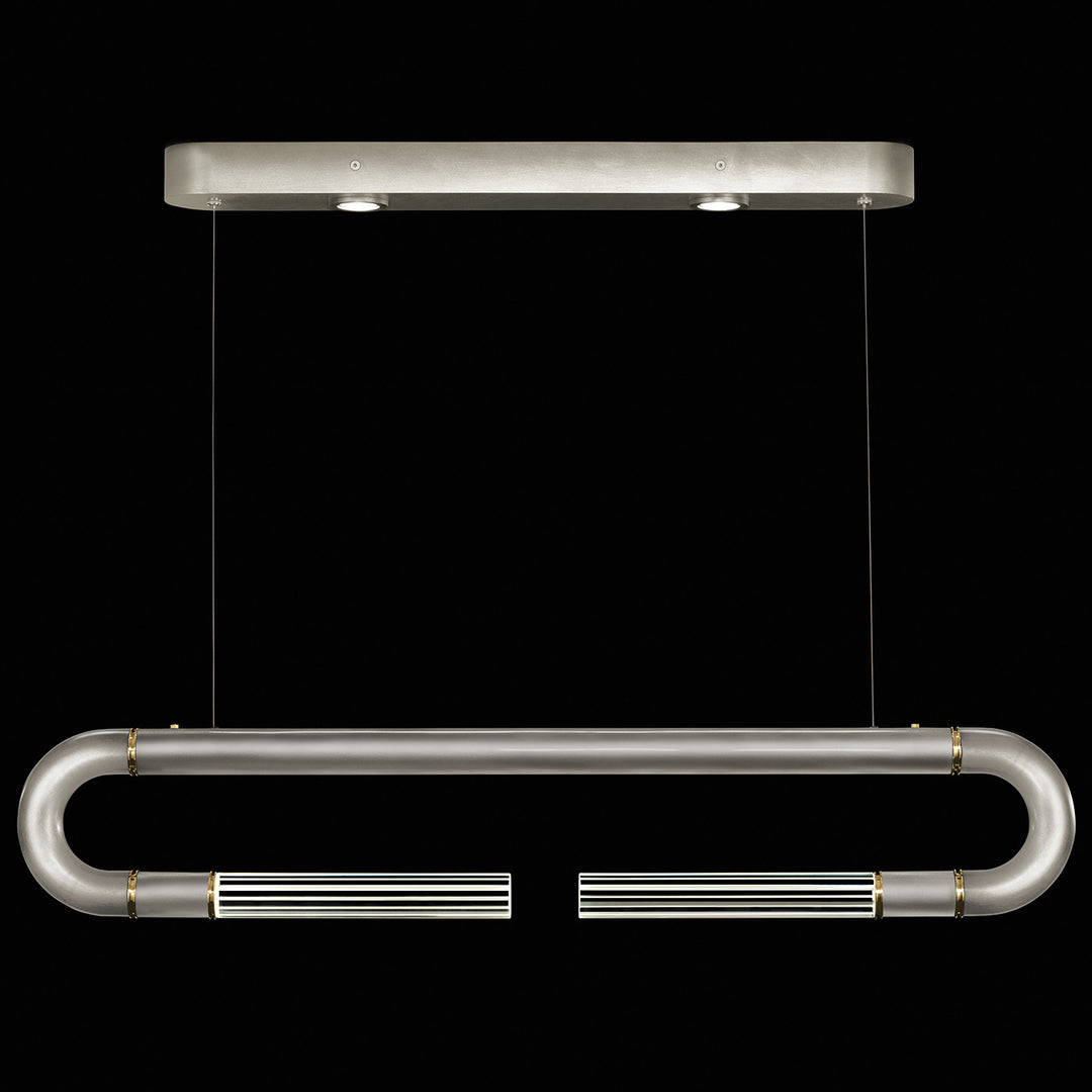 Fine Art Handcrafted Lighting Antonia 52"W Linear Pendant in Standard Silver Leaf, Brass, No Parchment/Same as Finish (924140-410ST)