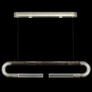 Fine Art Handcrafted Lighting Antonia 52"W Linear Pendant in Standard Silver Leaf, Brass, Charcoal (924140-411ST)
