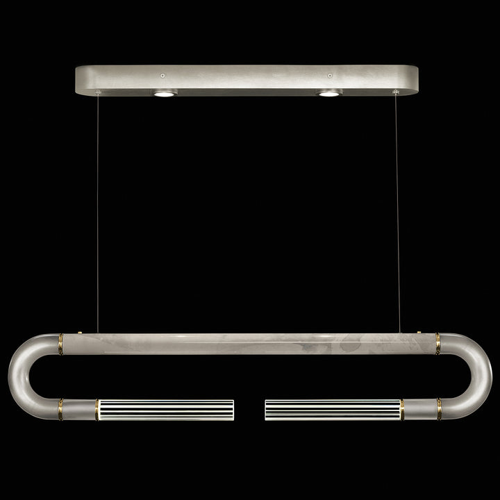 Fine Art Handcrafted Lighting Antonia 52"W Linear Pendant in Standard Silver Leaf, Brass, Smoke (924140-412ST)