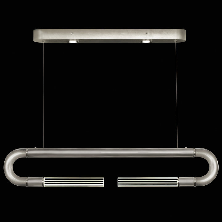Fine Art Handcrafted Lighting Antonia 52"W Linear Pendant in Standard Silver Leaf, Nickel, No Parchment/Same as Finish (924140-420ST)