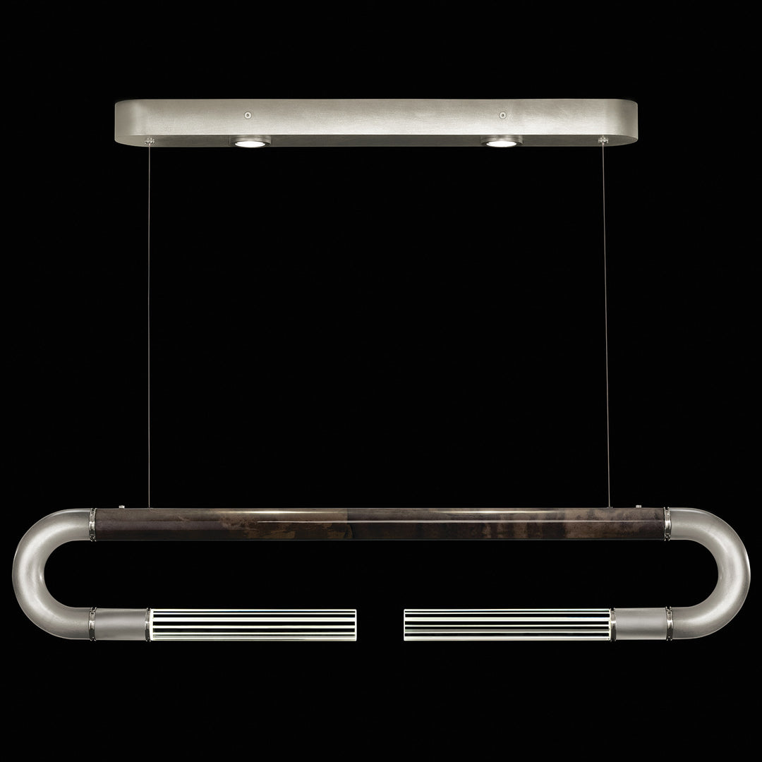Fine Art Handcrafted Lighting Antonia 52"W Linear Pendant in Standard Silver Leaf, Nickel, Charcoal (924140-421ST)