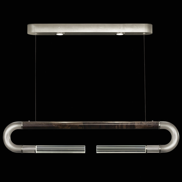 Fine Art Handcrafted Lighting Antonia 52"W Linear Pendant in Standard Silver Leaf, Nickel, Charcoal (924140-421ST)