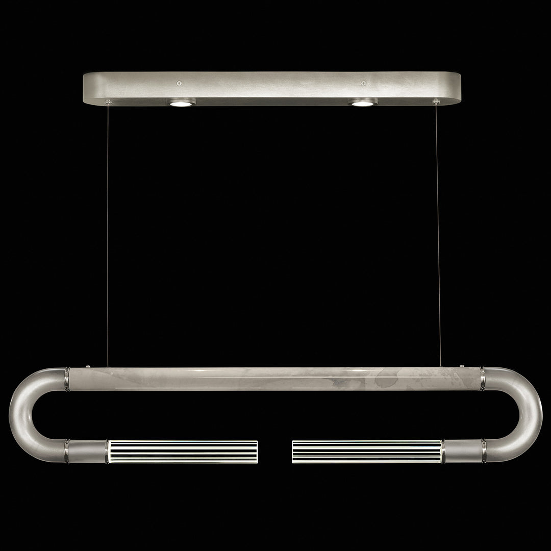 Fine Art Handcrafted Lighting Antonia 52"W Linear Pendant in Standard Silver Leaf, Nickel, Smoke (924140-422ST)