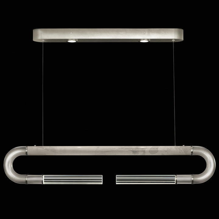 Fine Art Handcrafted Lighting Antonia 52"W Linear Pendant in Standard Silver Leaf, Nickel, Smoke (924140-422ST)