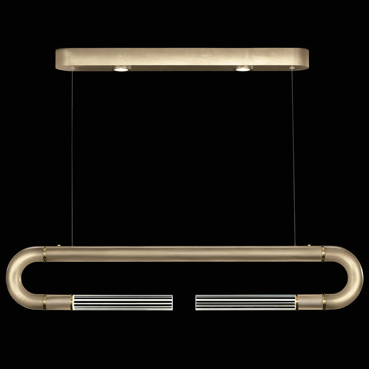 Fine Art Handcrafted Lighting Antonia 52"W Linear Pendant in Standard Soft Gold Leaf, Brass, No Parchment/Same as Finish (924140-510ST)