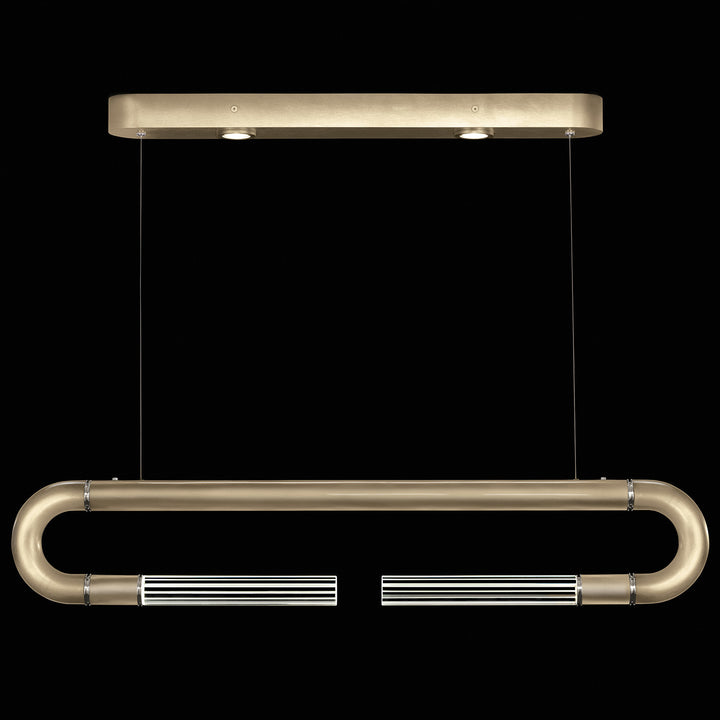 Fine Art Handcrafted Lighting Antonia 52"W Linear Pendant in Standard Soft Gold Leaf, Nickel, No Parchment/Same as Finish (924140-520ST)