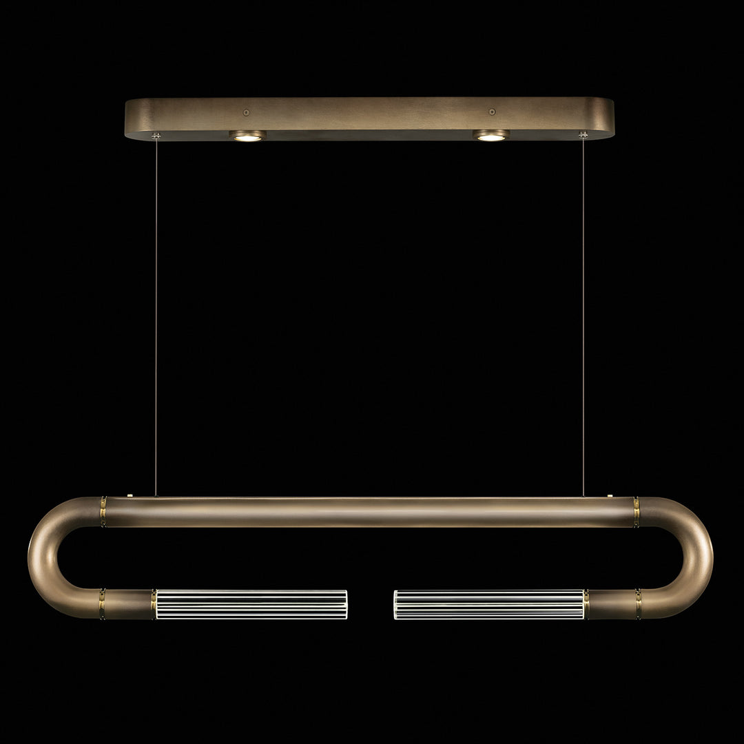 Fine Art Handcrafted Lighting Antonia 52"W Linear Pendant in Soft Ombre Bronze, Brass, No Parchment/Same as Finish (924140-610ST)