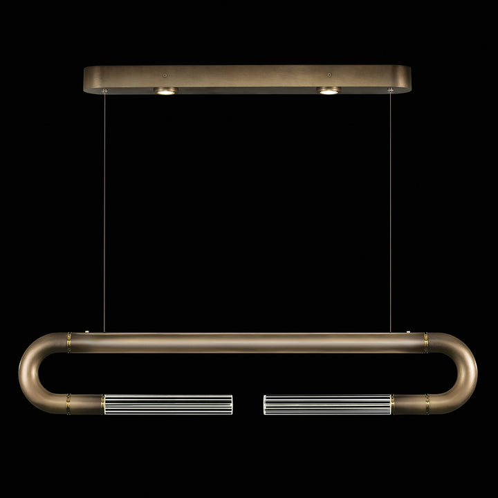 Fine Art Handcrafted Lighting Antonia 52"W Linear Pendant in Soft Ombre Bronze, Brass, No Parchment/Same as Finish (924140-610ST)
