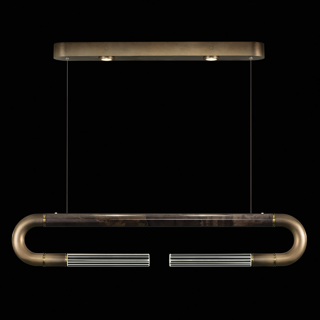 Fine Art Handcrafted Lighting Antonia 52"W Linear Pendant in Soft Ombre Bronze, Brass, Charcoal (924140-611ST)