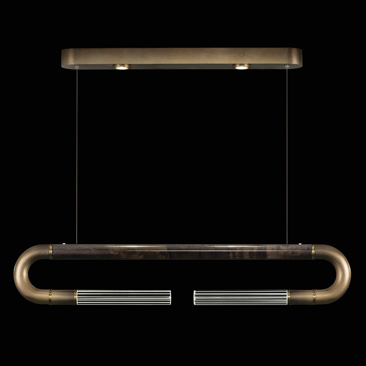 Fine Art Handcrafted Lighting Antonia 52"W Linear Pendant in Soft Ombre Bronze, Brass, Charcoal (924140-611ST)