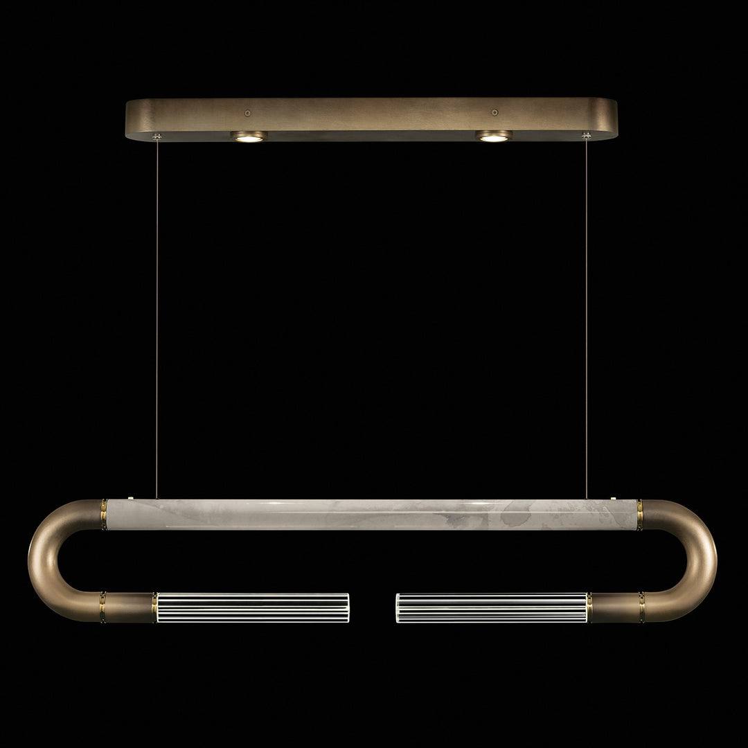 Fine Art Handcrafted Lighting Antonia 52"W Linear Pendant in Soft Ombre Bronze, Brass, Smoke (924140-612ST)