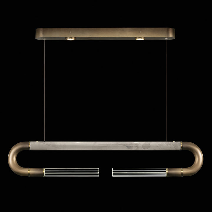 Fine Art Handcrafted Lighting Antonia 52"W Linear Pendant in Soft Ombre Bronze, Brass, Smoke (924140-612ST)