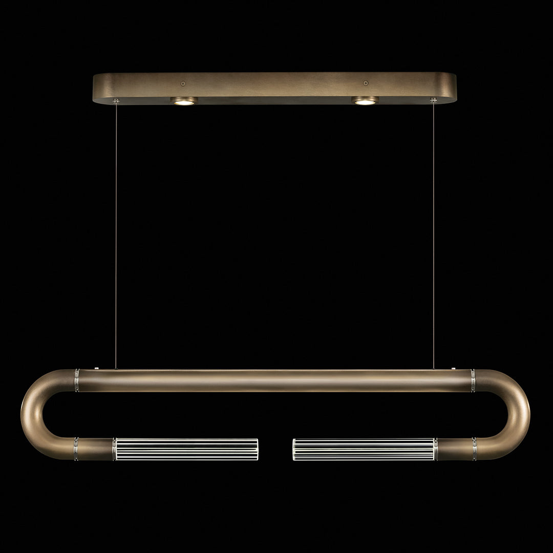 Fine Art Handcrafted Lighting Antonia 52"W Linear Pendant in Soft Ombre Bronze, Nickel, No Parchment/Same as Finish (924140-620ST)