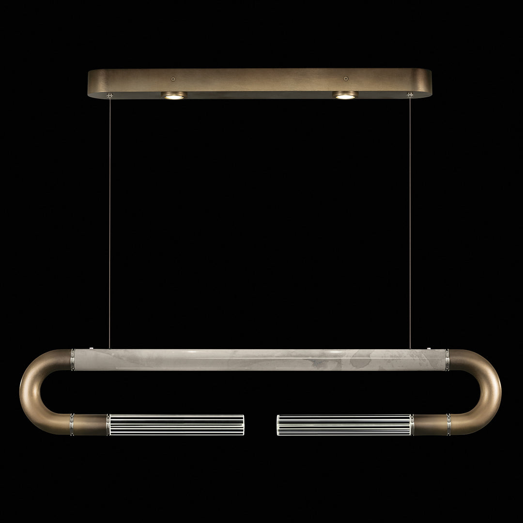 Fine Art Handcrafted Lighting Antonia 52"W Linear Pendant in Soft Ombre Bronze, Nickel, Smoke (924140-622ST)