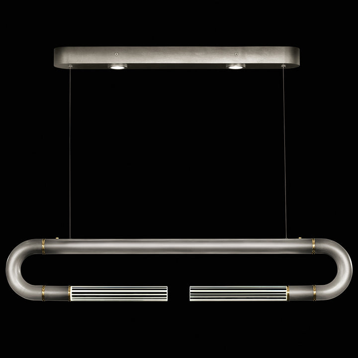 Fine Art Handcrafted Lighting Antonia 52"W Linear Pendant in Soft Ombre Silver Leaf, Brass, No Parchment/Same as Finish (924140-710ST)