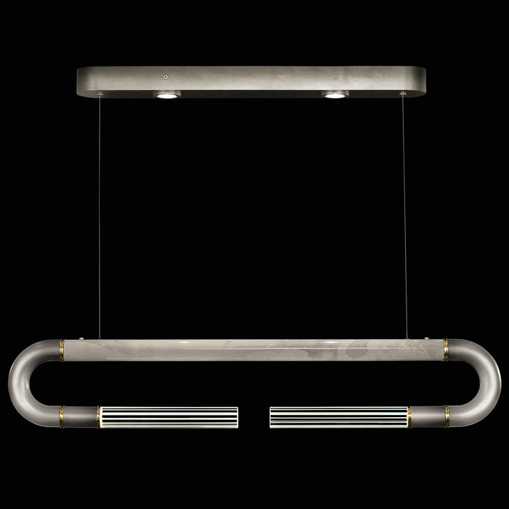 Fine Art Handcrafted Lighting Antonia 52"W Linear Pendant in Soft Ombre Silver Leaf, Brass, Smoke (924140-712ST)