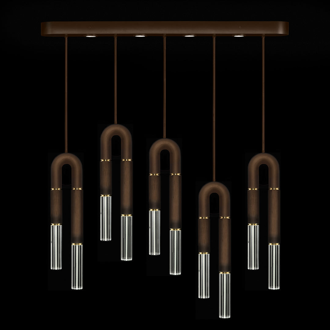Fine Art Handcrafted Lighting Antonia 51.5"W Linear Pendant in Standard Bronze, Brass, No Parchment/Same as Finish (923140-210ST)