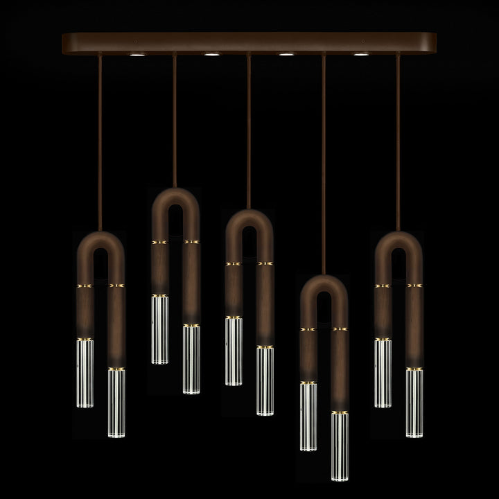 Fine Art Handcrafted Lighting Antonia 51.5"W Linear Pendant in Standard Bronze, Brass, No Parchment/Same as Finish (923140-210ST)