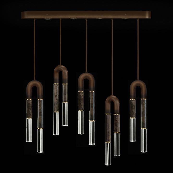 Fine Art Handcrafted Lighting Antonia 51.5"W Linear Pendant in Standard Bronze, Brass, Charcoal (923140-211ST)