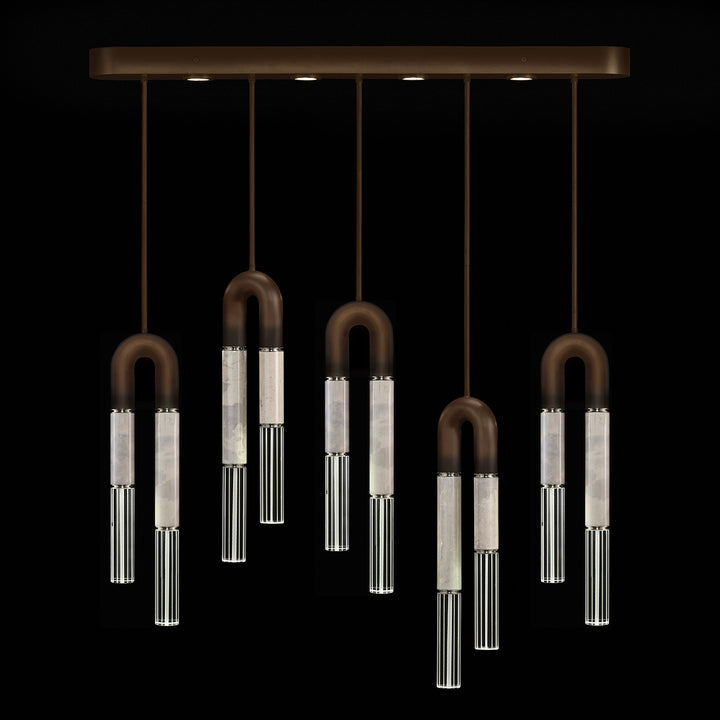 Fine Art Handcrafted Lighting Antonia 51.5"W Linear Pendant in Standard Bronze, Nickel, Smoke (923140-222ST)