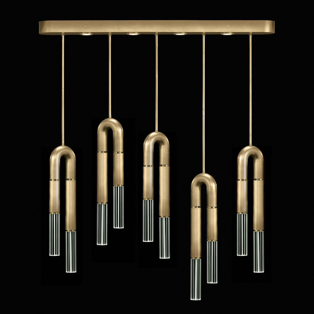 Fine Art Handcrafted Lighting Antonia 51.5"W Linear Pendant in Standard Gold Leaf, Brass, No Parchment/Same as Finish (923140-310ST)