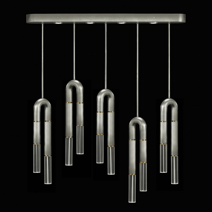 Fine Art Handcrafted Lighting Antonia 51.5"W Linear Pendant in Standard Silver Leaf, Brass, No Parchment/Same as Finish (923140-410ST)