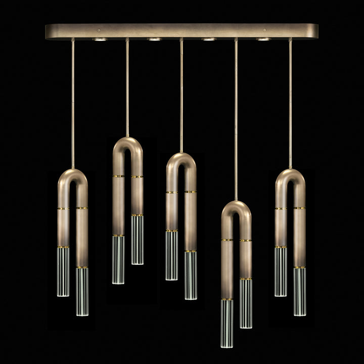 Fine Art Handcrafted Lighting Antonia 51.5"W Linear Pendant in Soft Ombre Bronze, Brass, No Parchment/Same as Finish (923140-610ST)