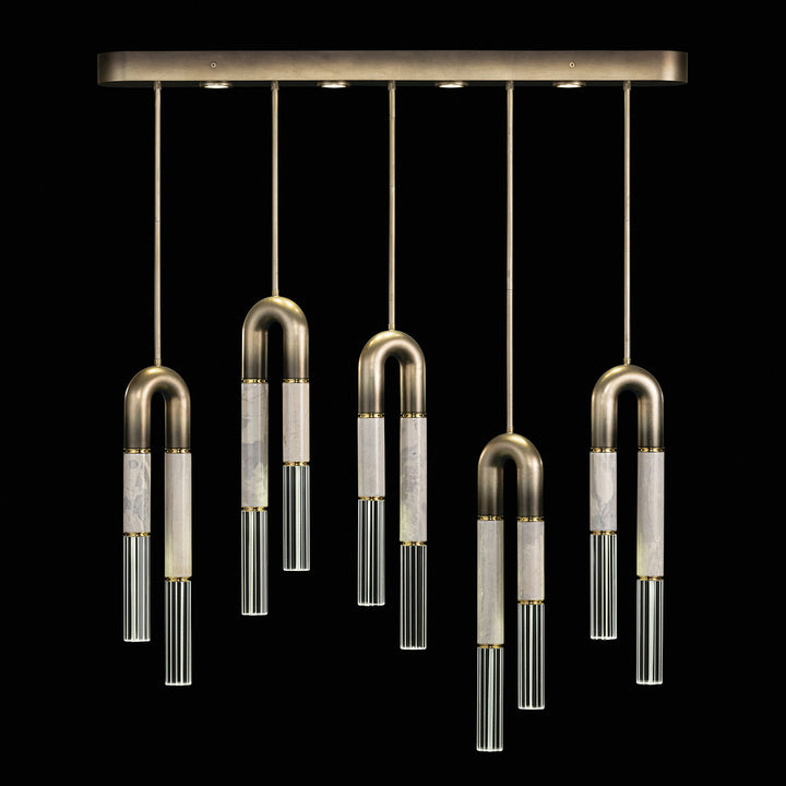 Fine Art Handcrafted Lighting Antonia 51.5"W Linear Pendant in Soft Ombre Bronze, Brass, Smoke (923140-612ST)