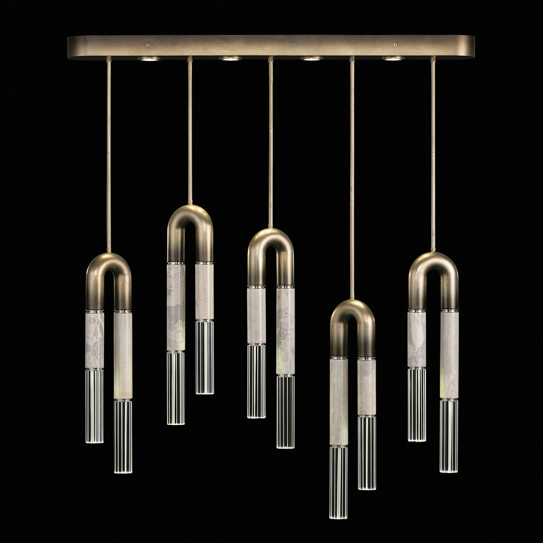 Fine Art Handcrafted Lighting Antonia 51.5"W Linear Pendant in Soft Ombre Bronze, Nickel, Smoke (923140-622ST)