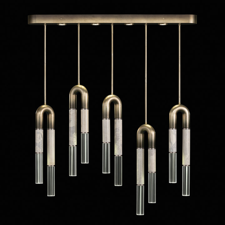 Fine Art Handcrafted Lighting Antonia 51.5"W Linear Pendant in Soft Ombre Bronze, Nickel, Smoke (923140-622ST)