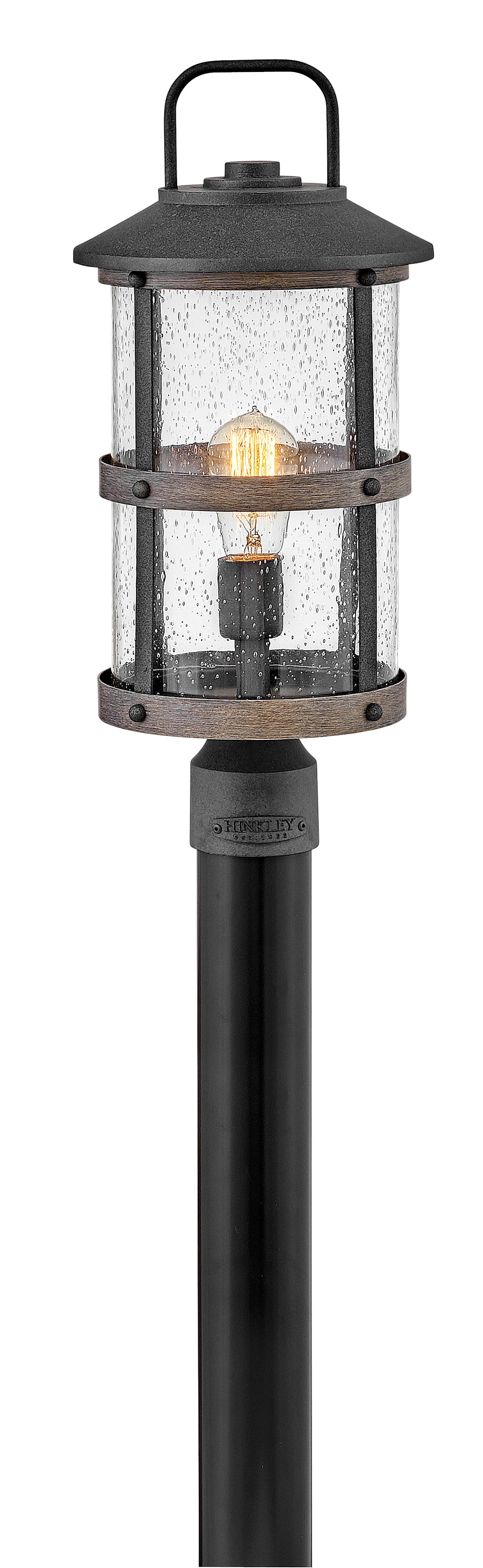 Hinkley Lakehouse Outdoor Post Mount Lantern Medium Post Mount Lantern Aged Zinc 2687DZ